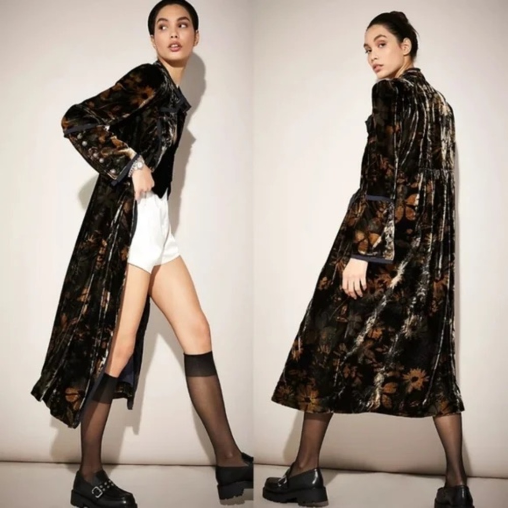 Free People Hazel Velvet Duster Coat Cardigan